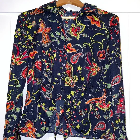 Jones New York 70s Floral Blouse - Picture 1 of 4